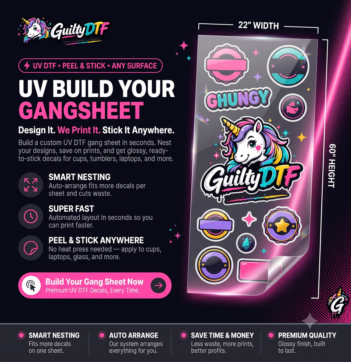 Build UV DTF Gang Sheet